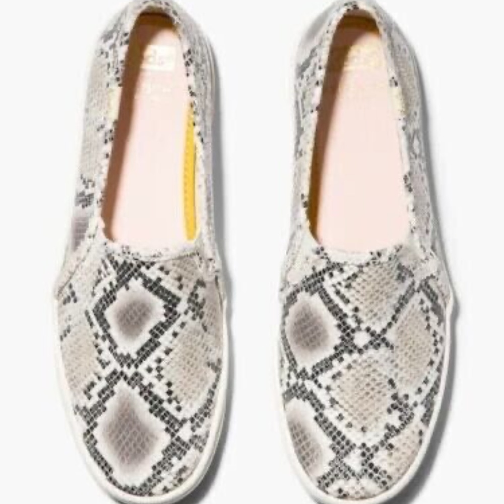 NEW Keds x kate spade new york Double Decker Snake Leather Sneakers Slip On